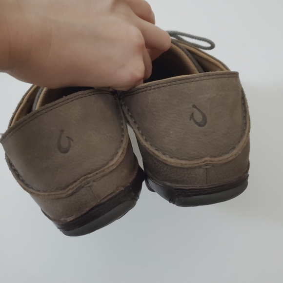 Olukai Hamakua Poko Men Leather Brown Slip On Shoe Mocassin 11.5 Lace Up… - Picture 4 of 7